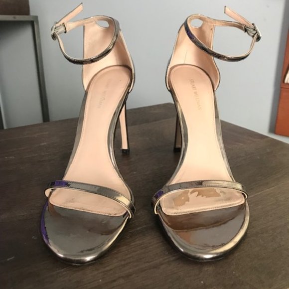 Stuart Weitzman Nudistsong Strap Sandal Heels in Metallic Size 9.5 - Picture 2 of 6